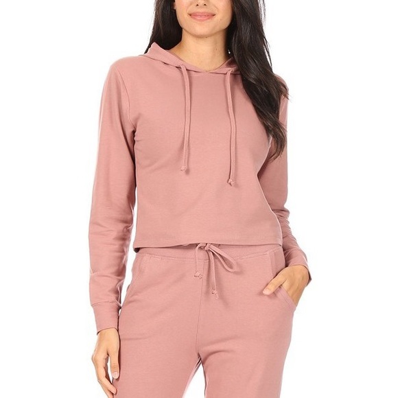 eevee Tops - Dusty Rose Cropped Hoodie